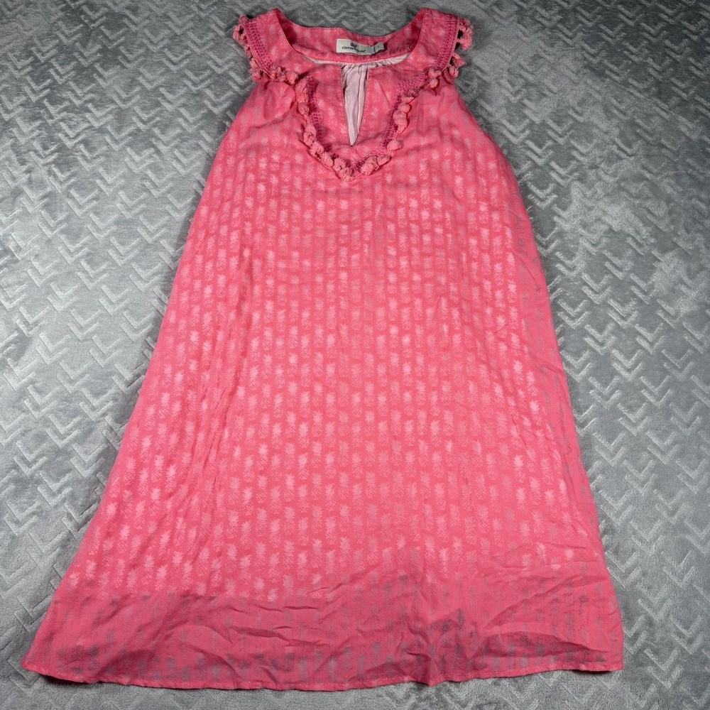 Vineyard Vines Womens Pink Pineapple Print Tassel‎ Sleeveless Shift Dress Small